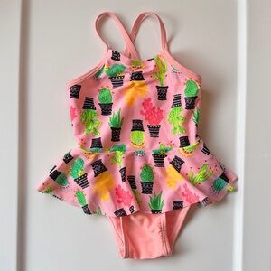 Cat & Jack Pink Cactus Print One-Piece Swimsuit
